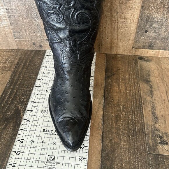 Los Altos Black Full Quill Ostrich Western Cowboy Boots Mens 13 D - Picture 5 of 12
